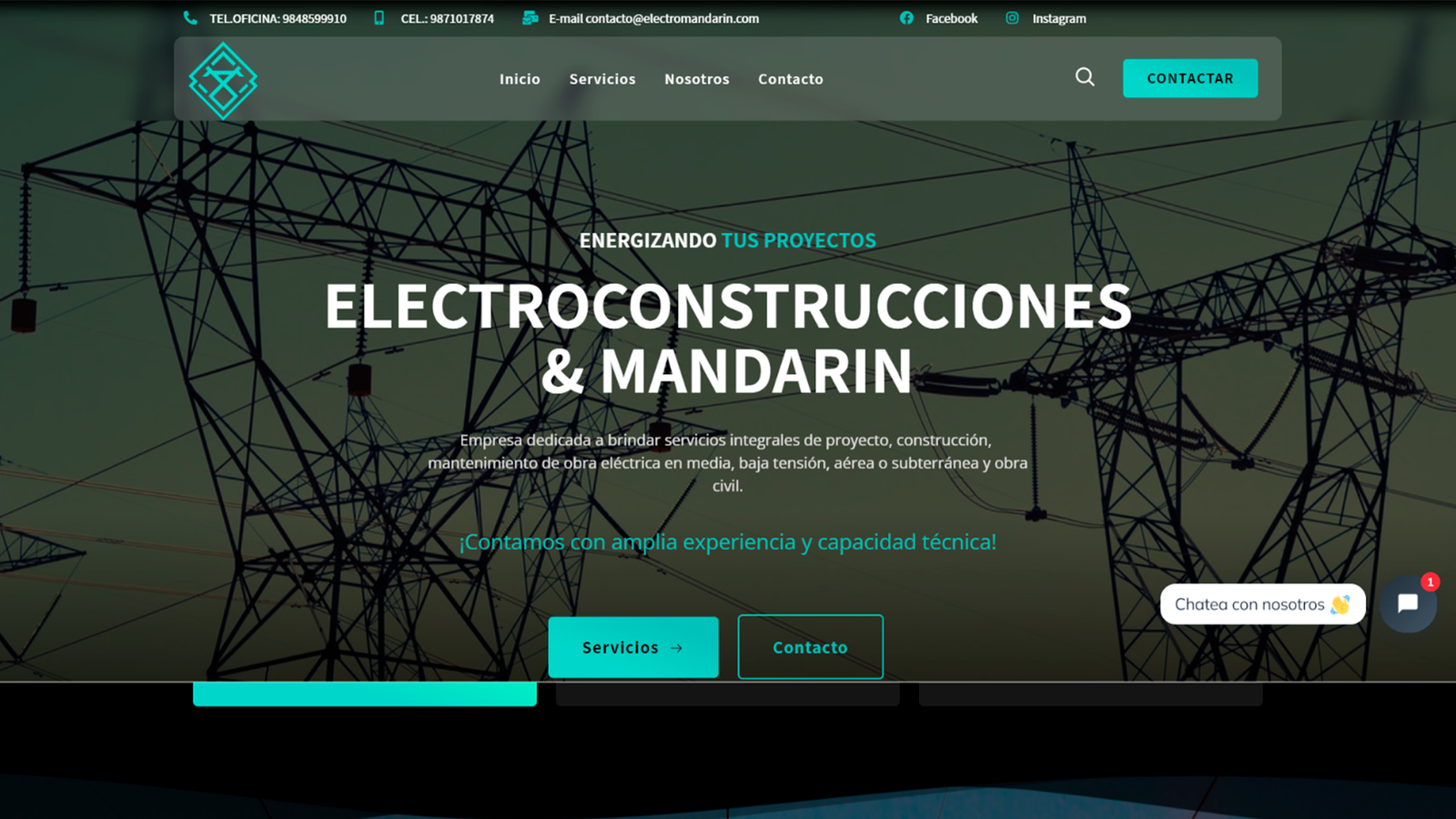 Desarrollo web Electroconstrucciones y Mandarín en sitio web de Elemental4