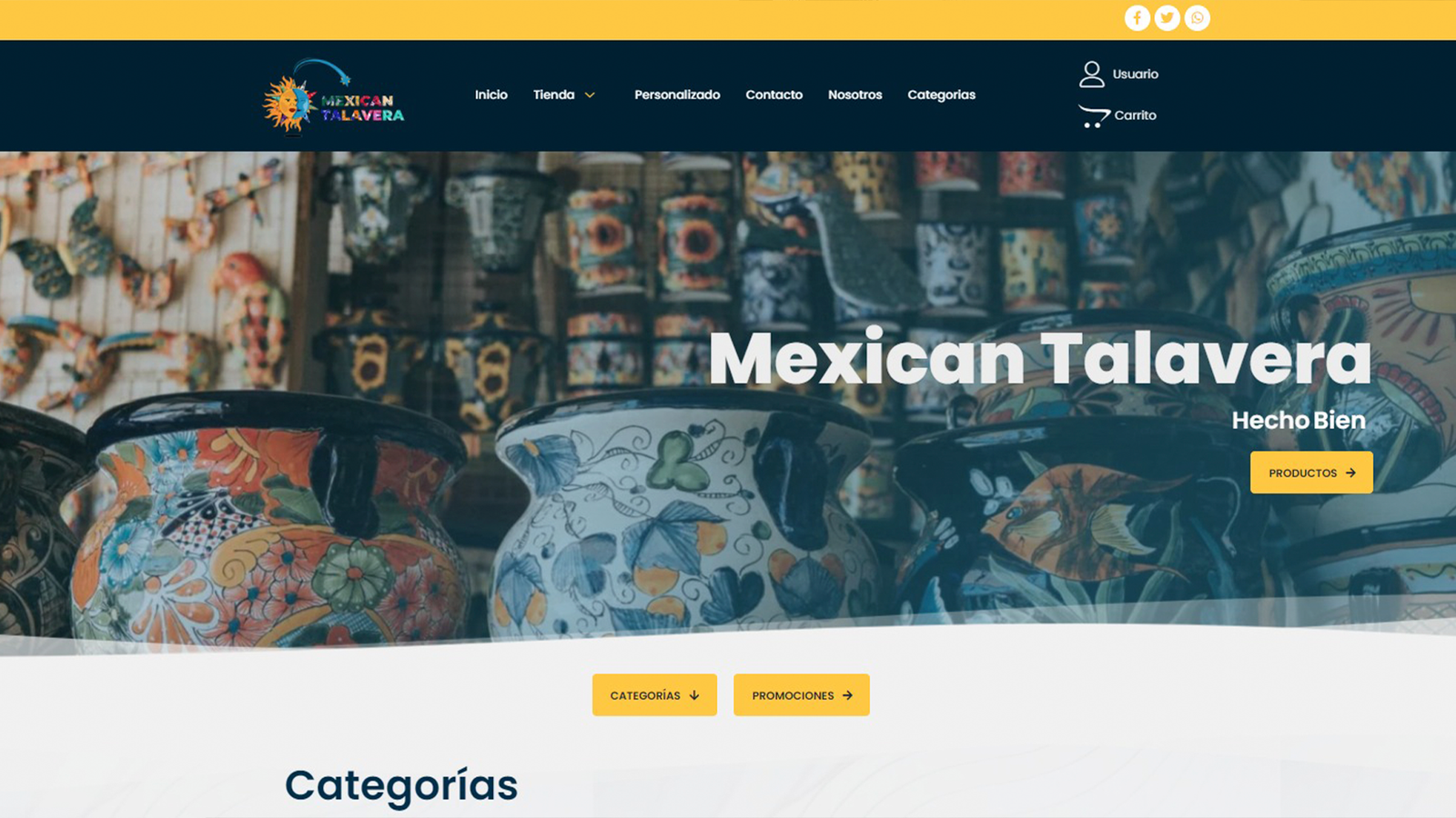 Desarrollo web Mexican Talavera en sitio web de Elemental4